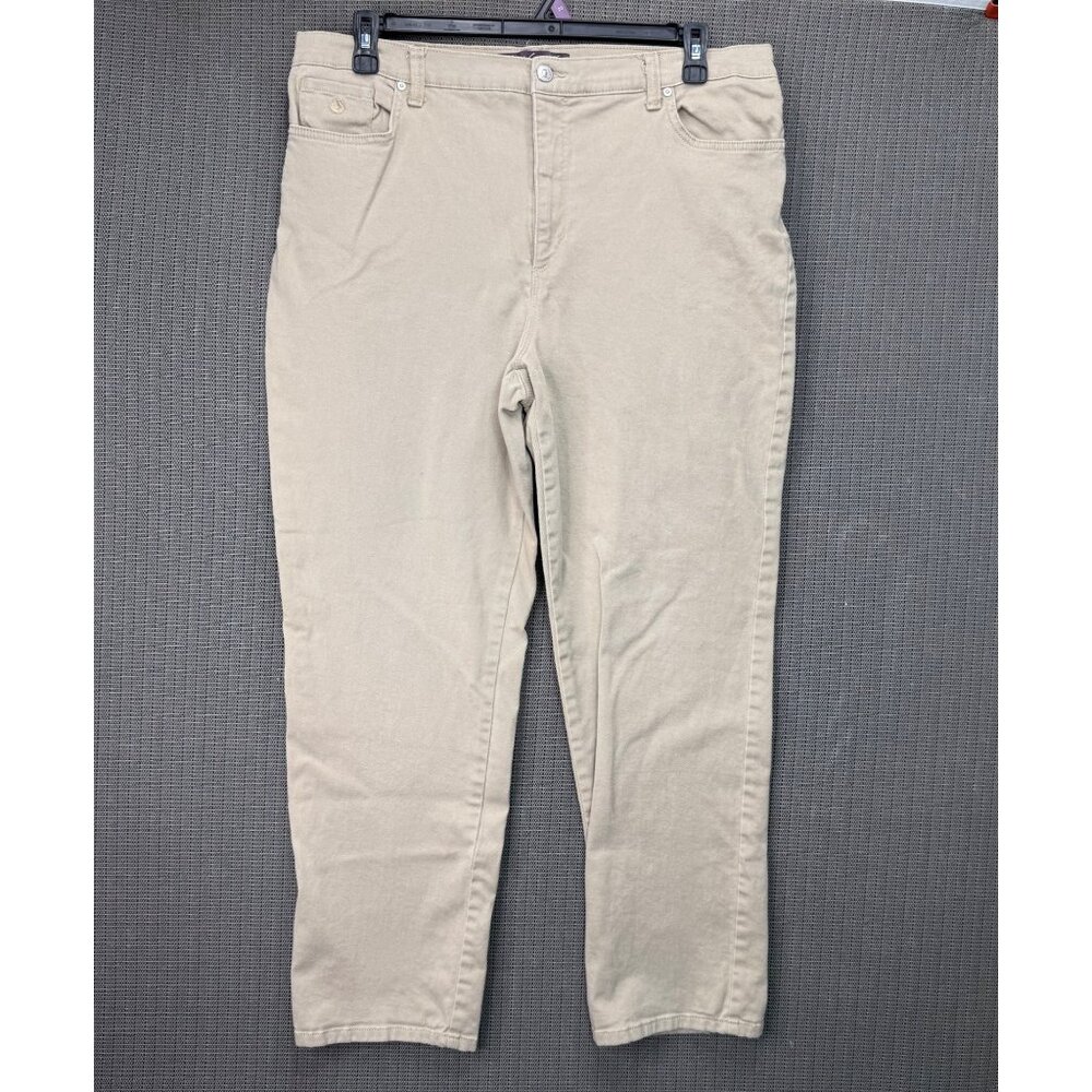 Gloria Vanderbilt Amanda Khaki Beige Stretch High Rise Tapered Pants Size 18